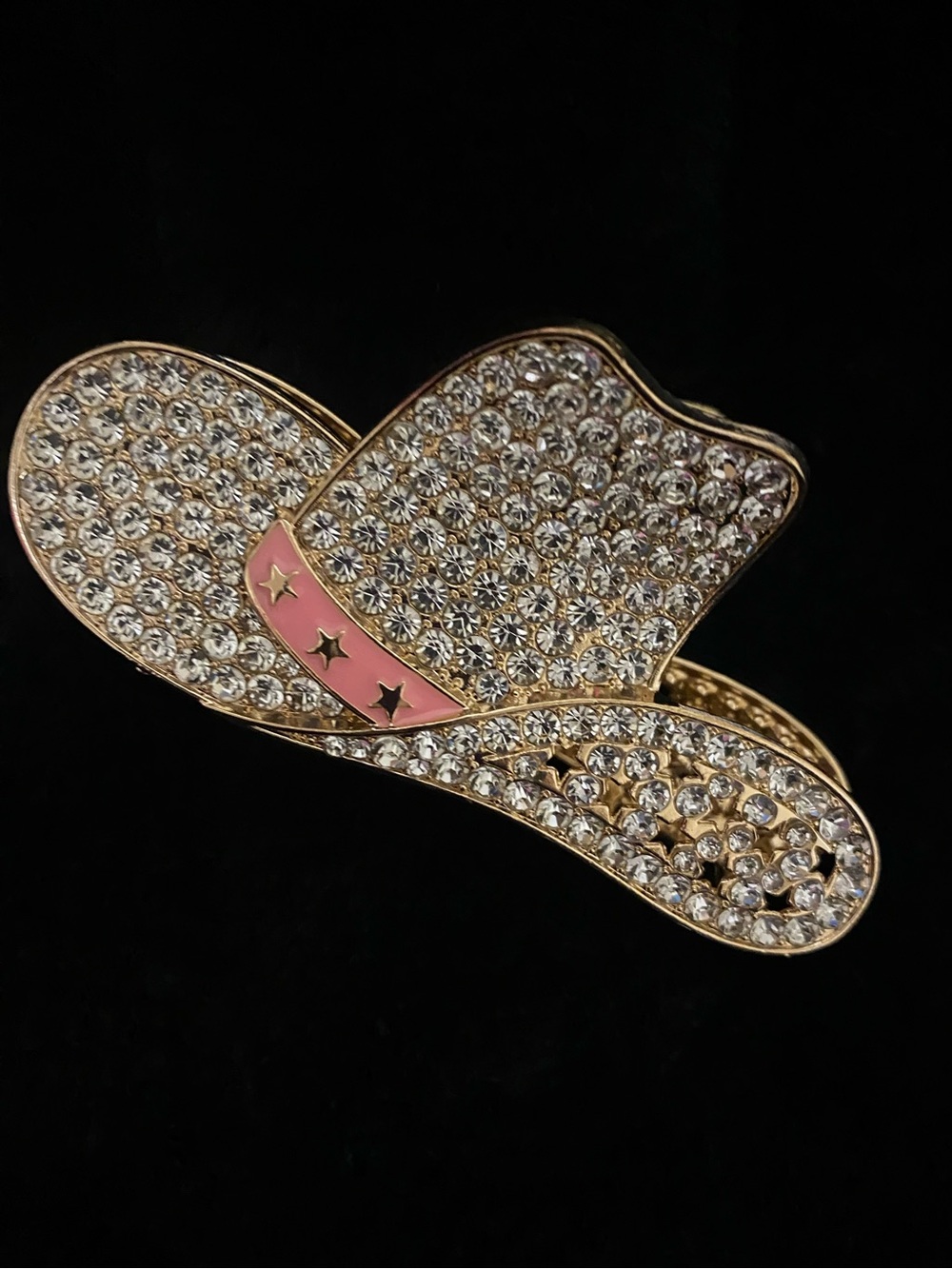 NEW Crystal Cowgirl Hat Hair Clips with Pink Band